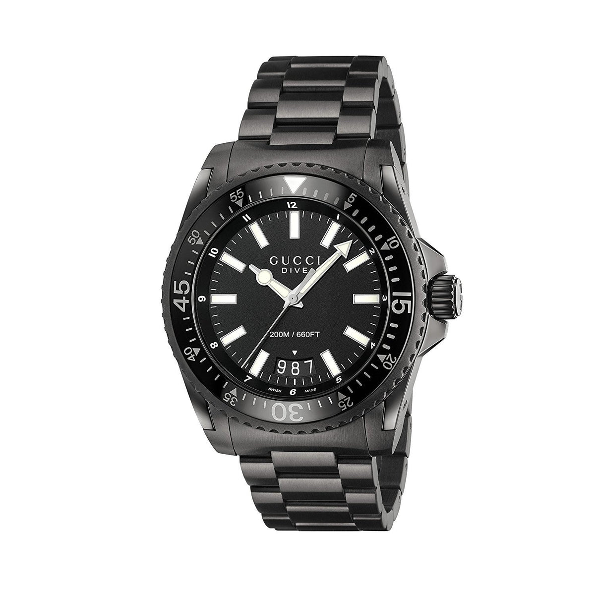 Gucci Men&#39;s YA136205 Dive Black Stainless Steel Watch
