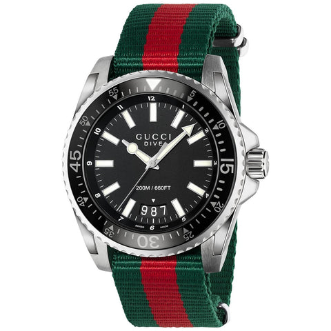 Gucci Men's YA136206 Dive Green and red Nylon Watch