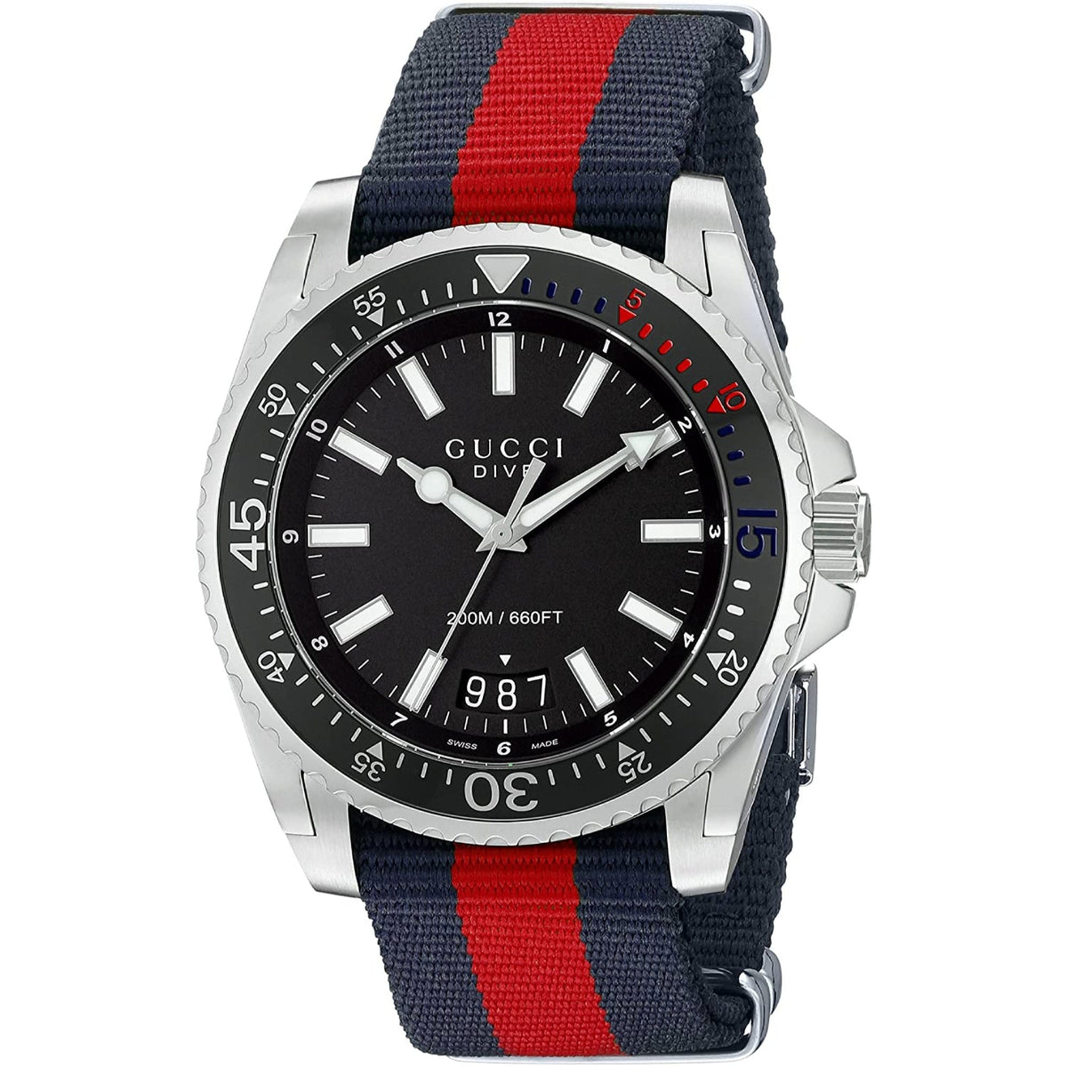 Gucci Men&#39;s YA136210 Dive XL Red and Blue Nylon Watch