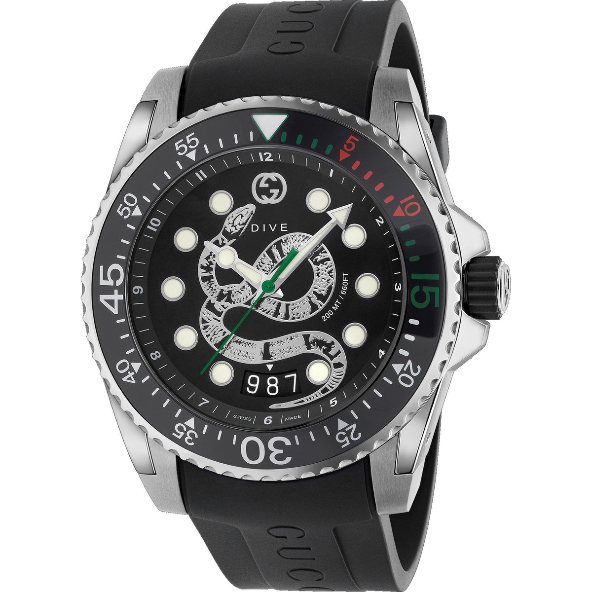 Gucci Men&#39;s YA136217 Dive Black Rubber Watch