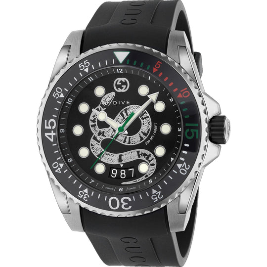 Gucci Men's YA136217 Dive Black Rubber Watch
