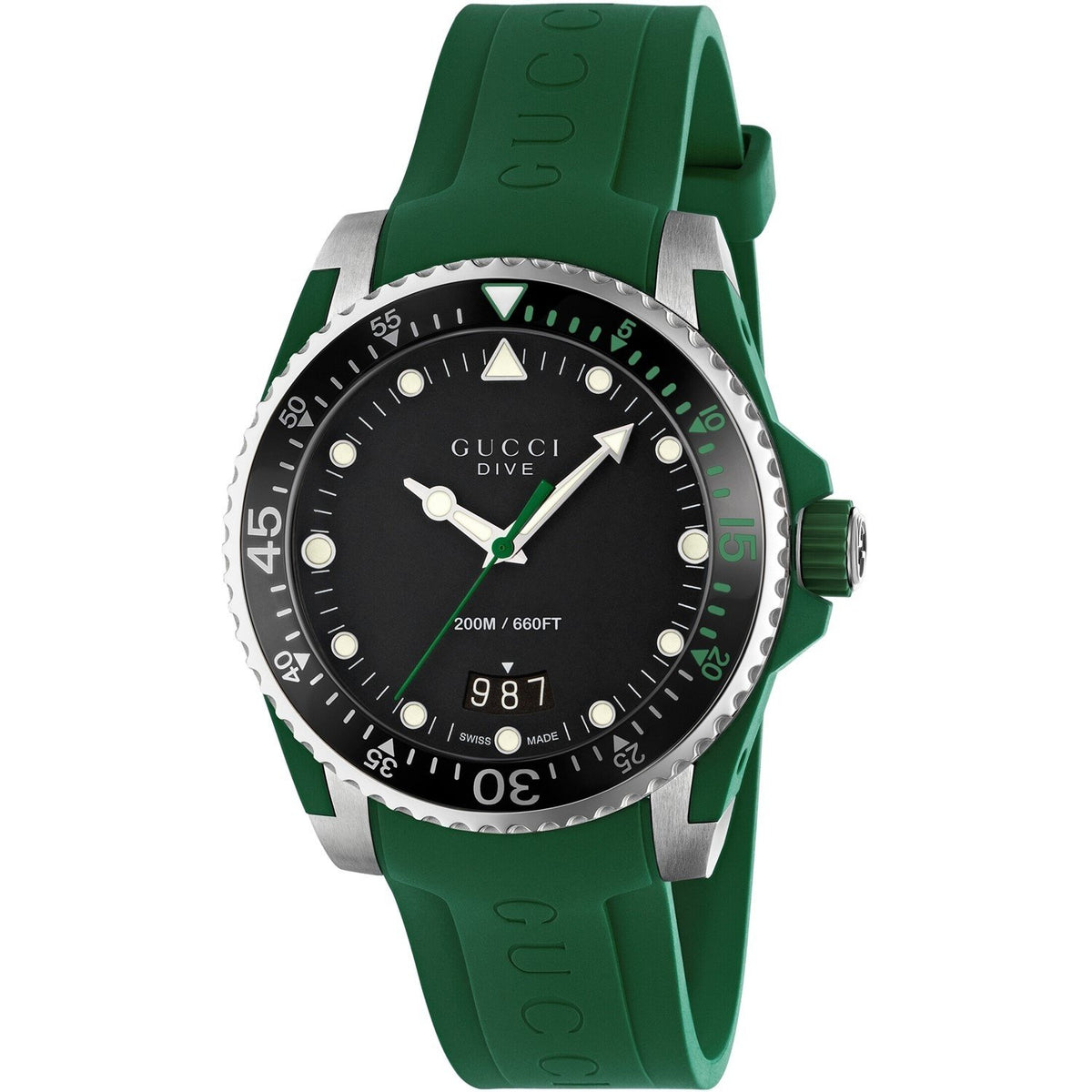 Gucci Men&#39;s YA136310 Dive Green Rubber Watch