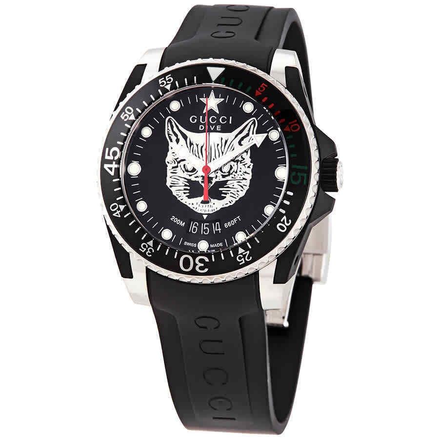 Gucci Men&#39;s YA136320 Dive Black Rubber Watch