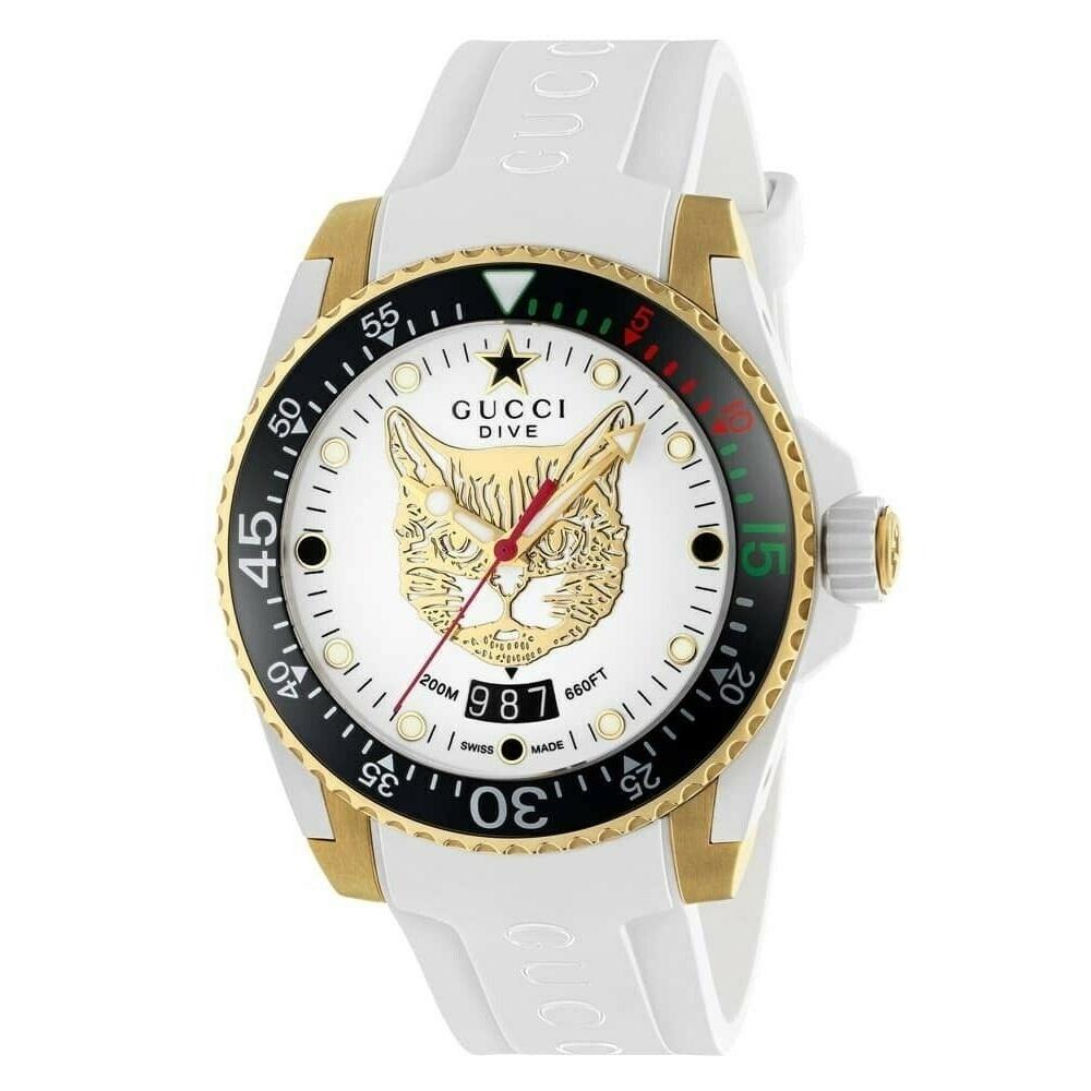 Gucci Men&#39;s YA136322 Dive White Rubber Watch
