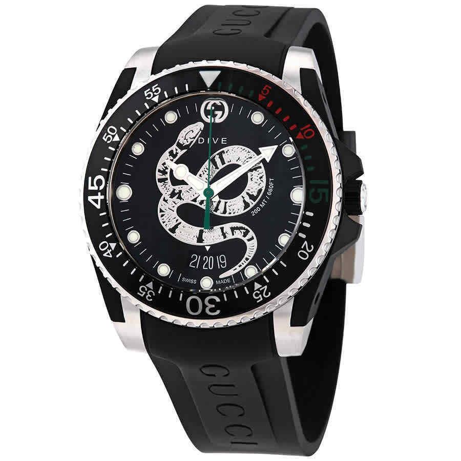 Gucci Men&#39;s YA136323 Dive Black Rubber Watch