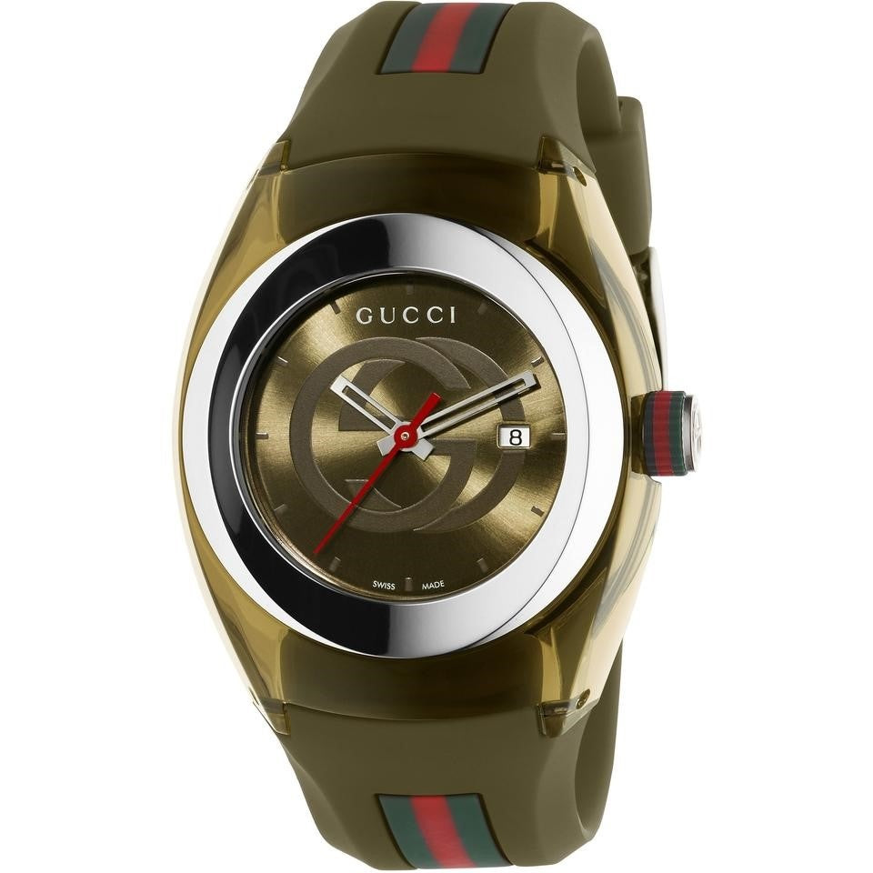 Gucci Men&#39;s YA137106 Sync Green Silicone Watch