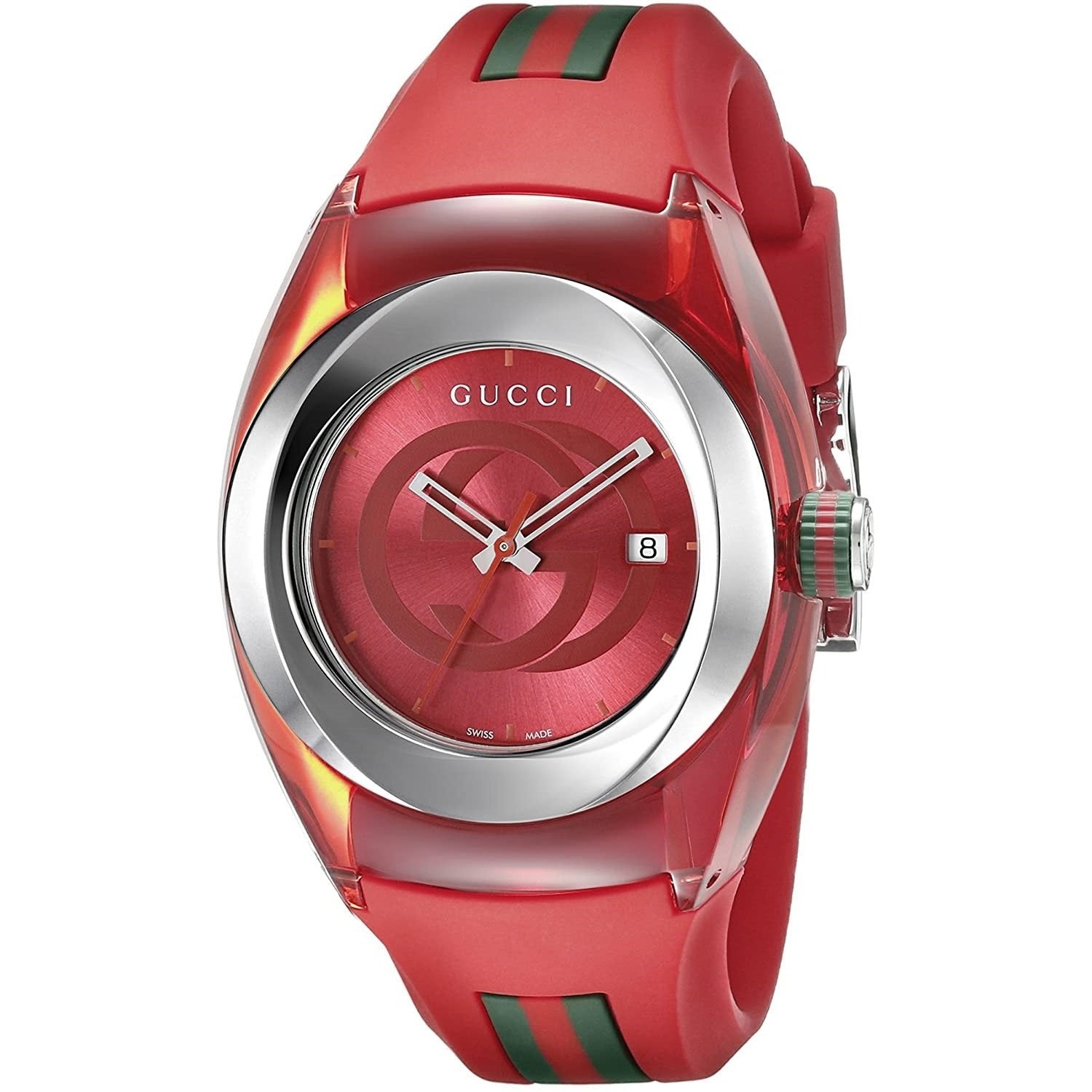 Gucci Women's YA137303 Sync Red Rubber Watch Bezali