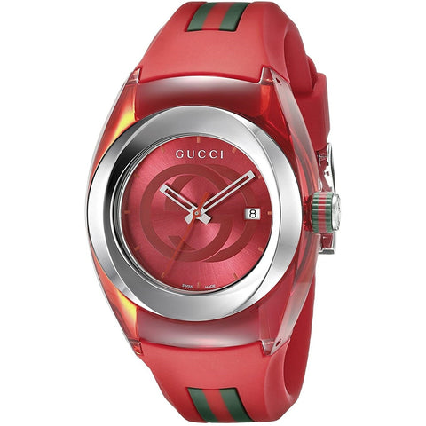Gucci Women's YA137303 Sync  Red Rubber Watch