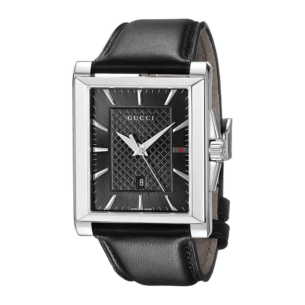 Gucci Men&#39;s YA138404 G-Timeless Black Leather Watch