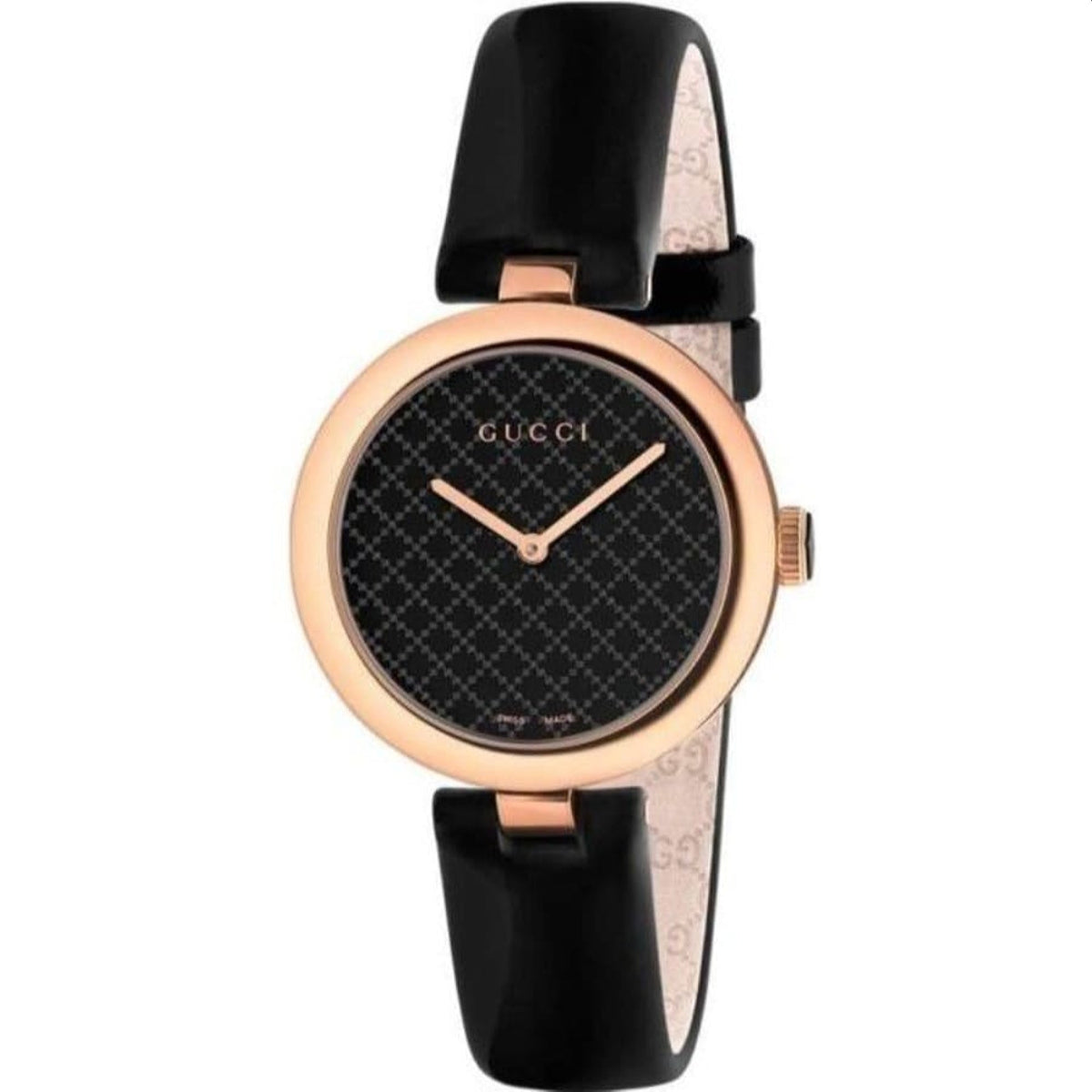 Gucci Women&#39;s YA141401 Diamatissima Black Leather Watch