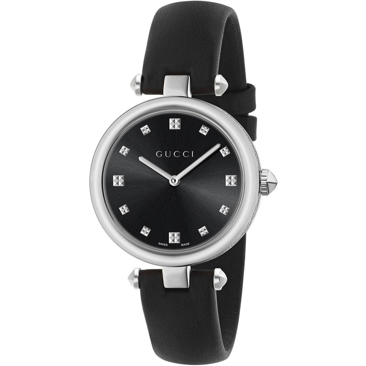 Gucci Women&#39;s YA141403 Diamantissima Black Leather Watch