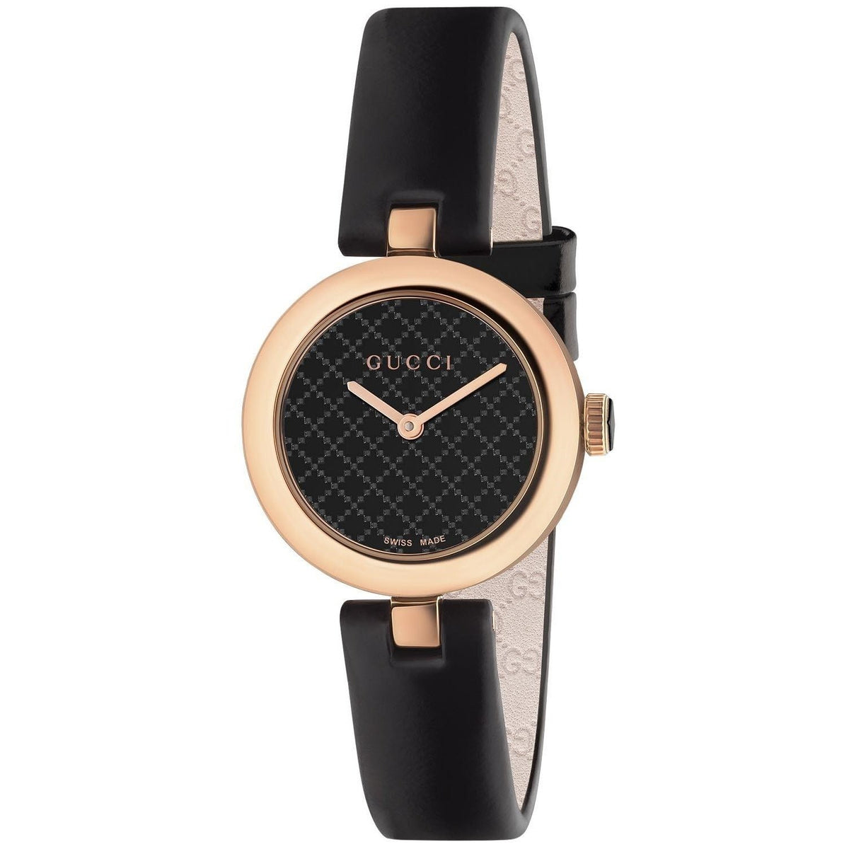 Gucci Women&#39;s YA141501 Diamatissima Black Leather Watch