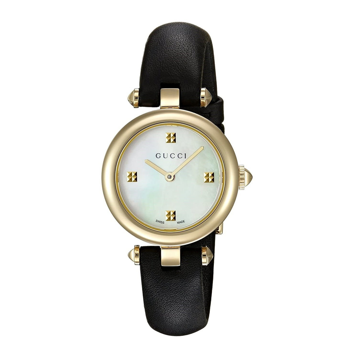 Gucci Women&#39;s YA141505 Diamantissima Black Leather Watch