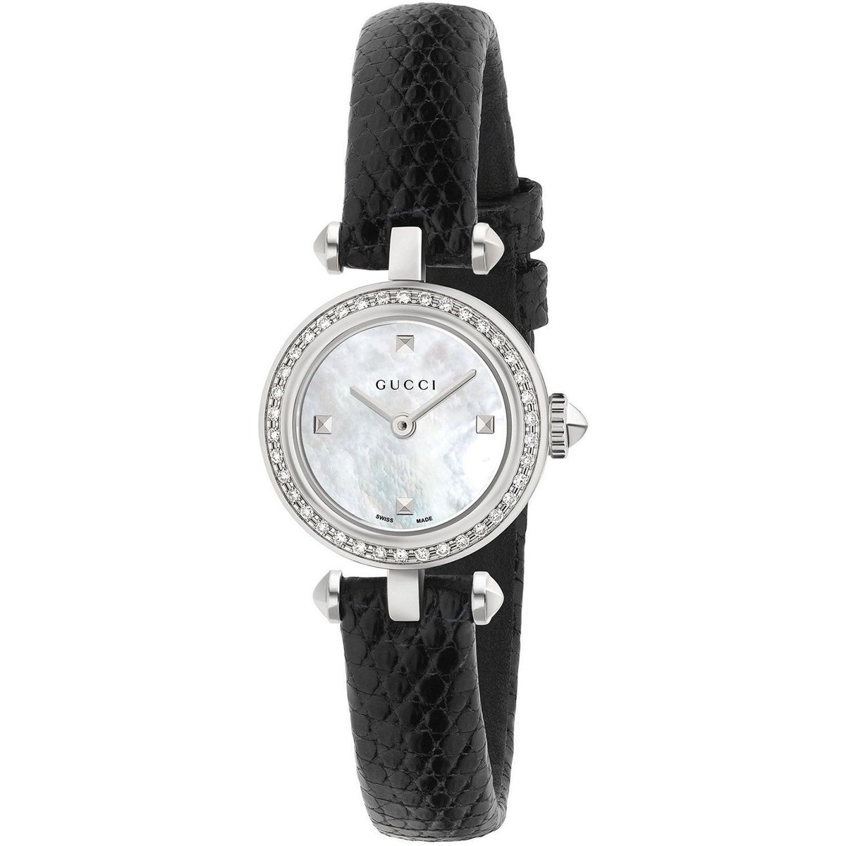Gucci Men's YA141511 Diamantissima Small Diamond Black Leather Watch