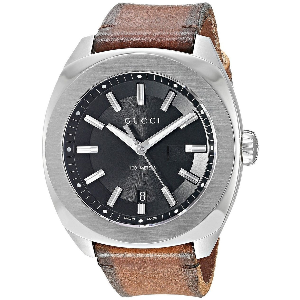 Gucci Men&#39;s YA142207 GG2570 XL Brown Leather Watch