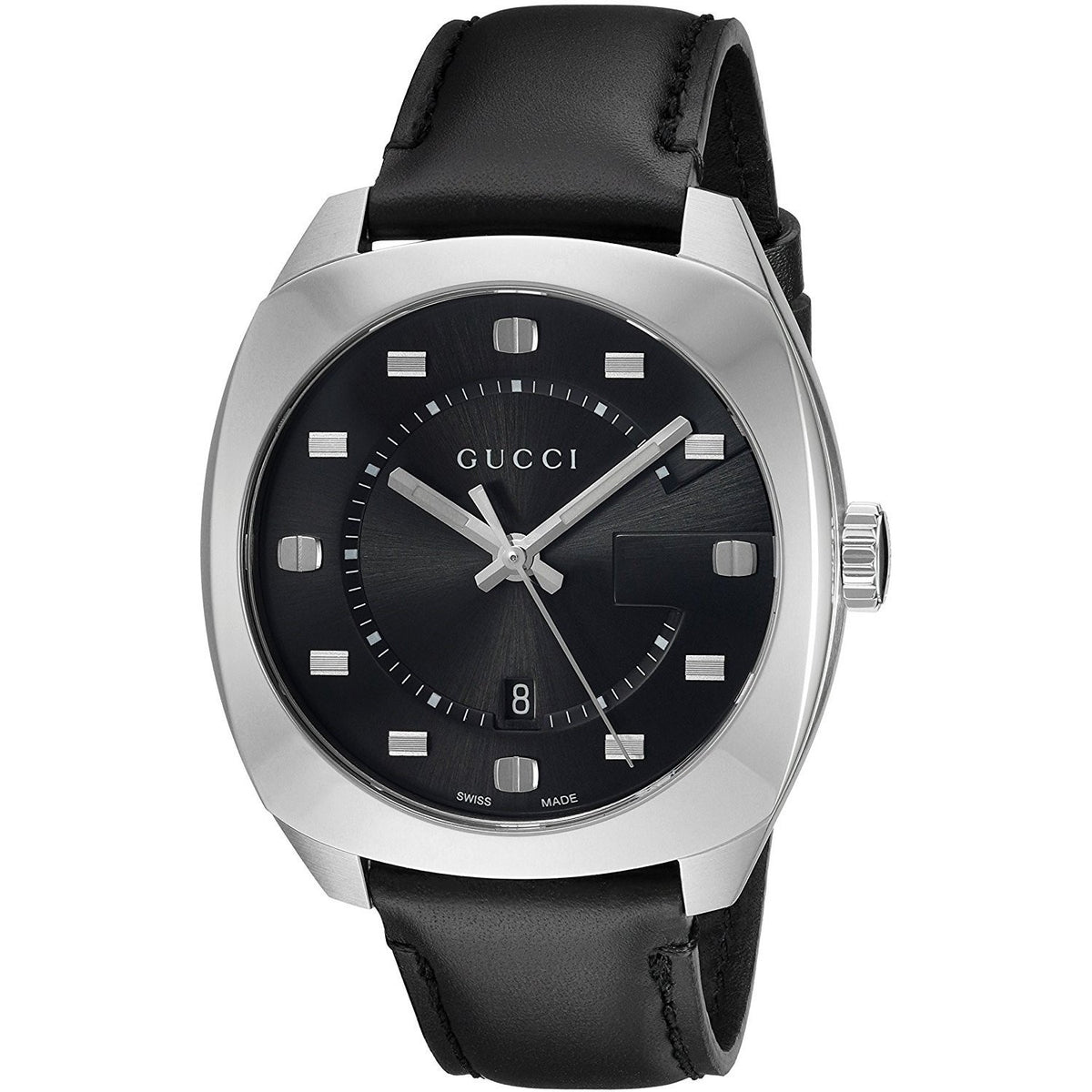 Gucci Men&#39;s YA142307 GG2570 Black Leather Watch