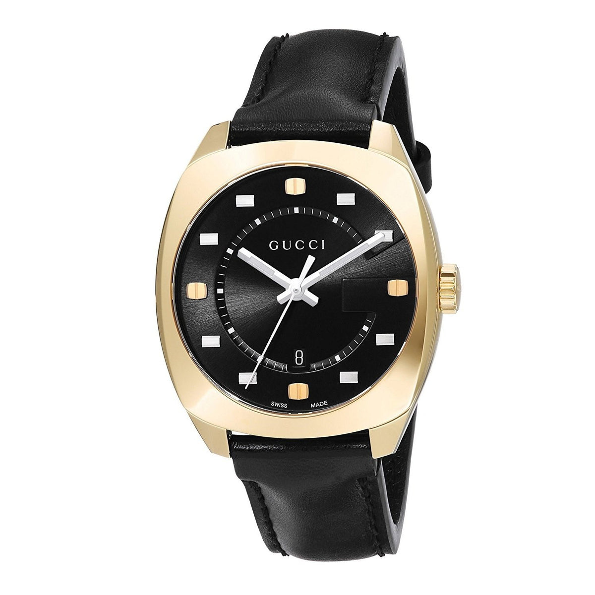 Gucci Women&#39;s YA142408 GG2570 Medium Black Leather Watch