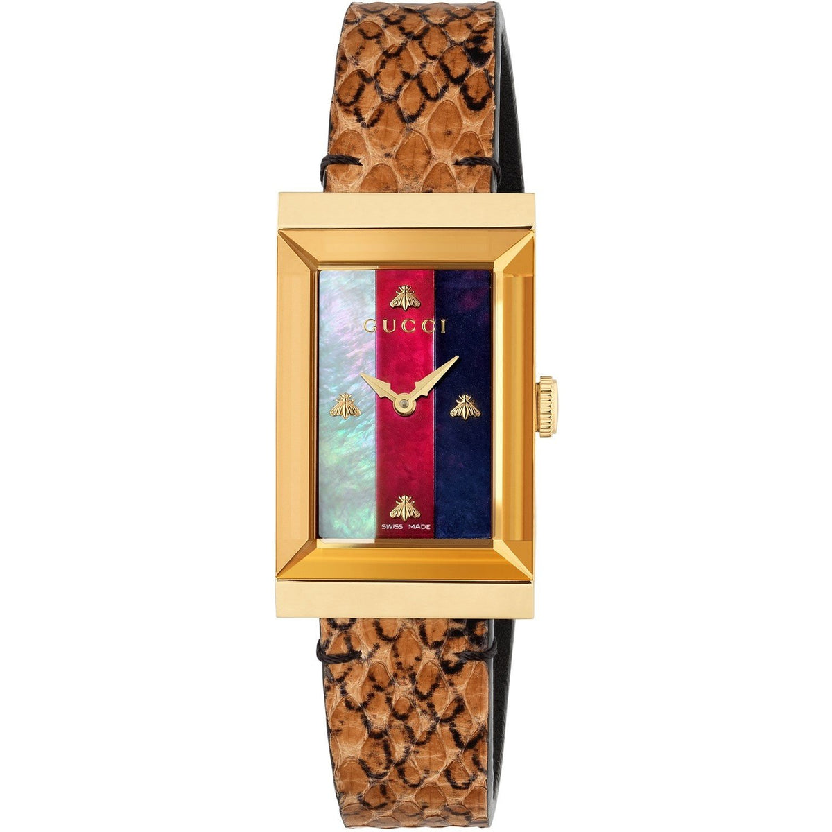 Gucci Women&#39;s YA147402 G-Frame Brown Leather Watch