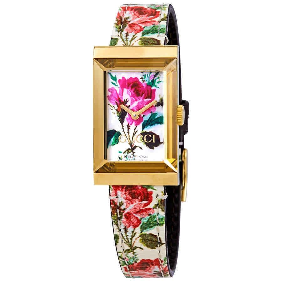 Gucci Women&#39;s YA147406 G-Frame Multicolored Leather Watch