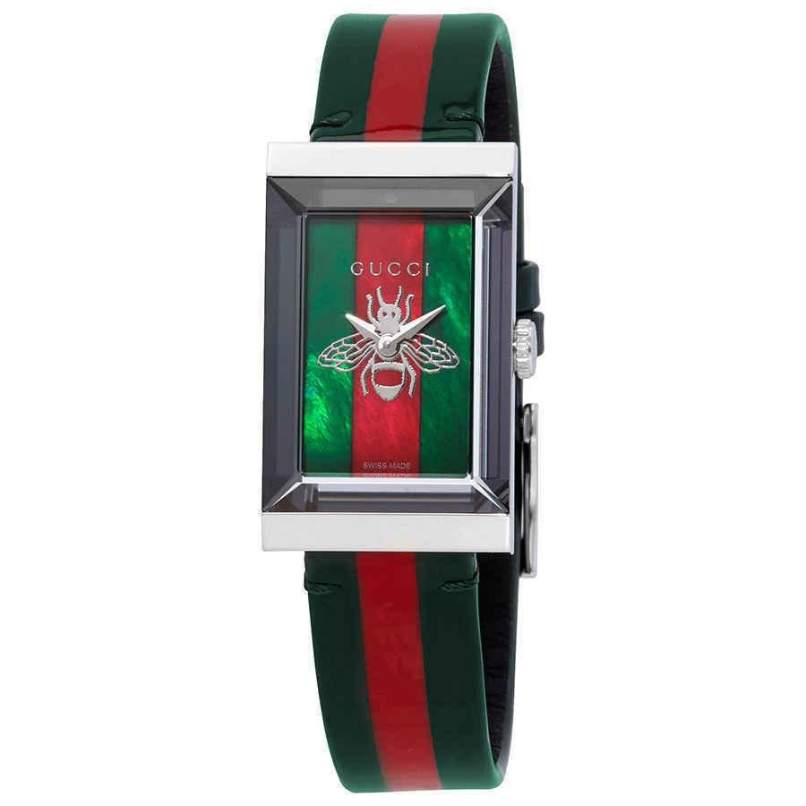 Gucci Women&#39;s YA147408 G-Frame Two-Tone Leather Watch