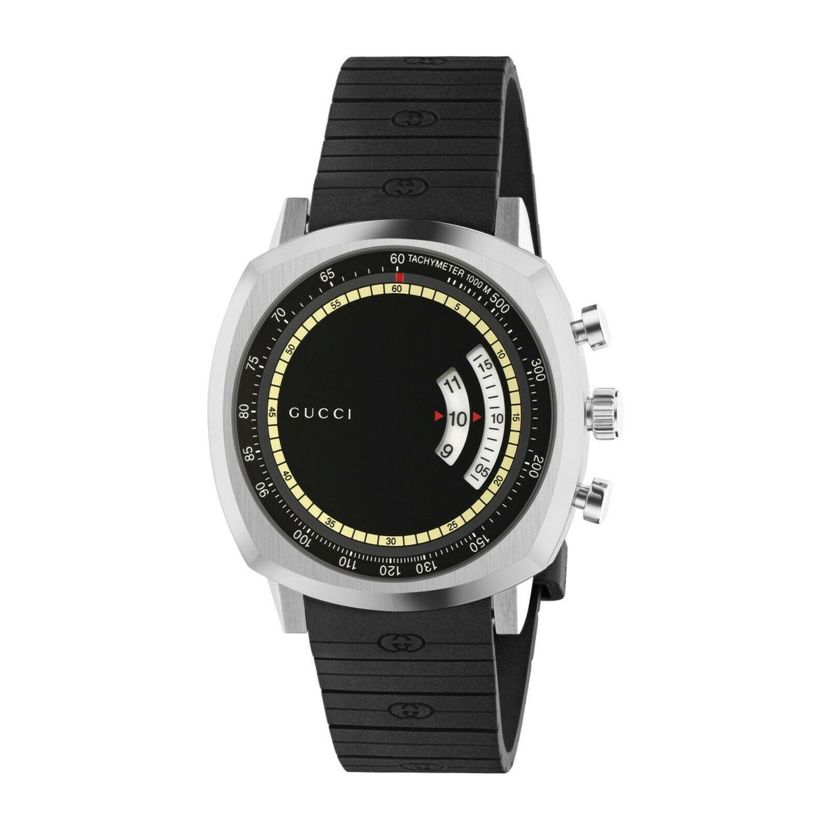 Gucci Men&#39;s YA157301 Grip Black Silicone Watch
