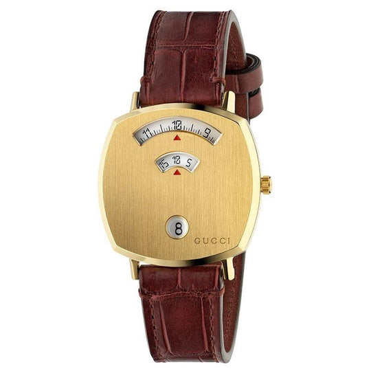 Gucci Unisex YA157402 Grip Brown Leather Watch