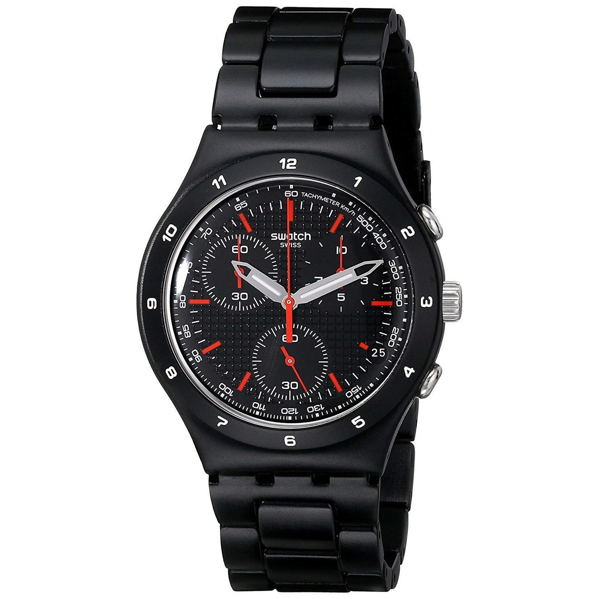 Swatch Unisex YCB4019AG Irony Black Coat Chronograph Black Stainless Steel Watch