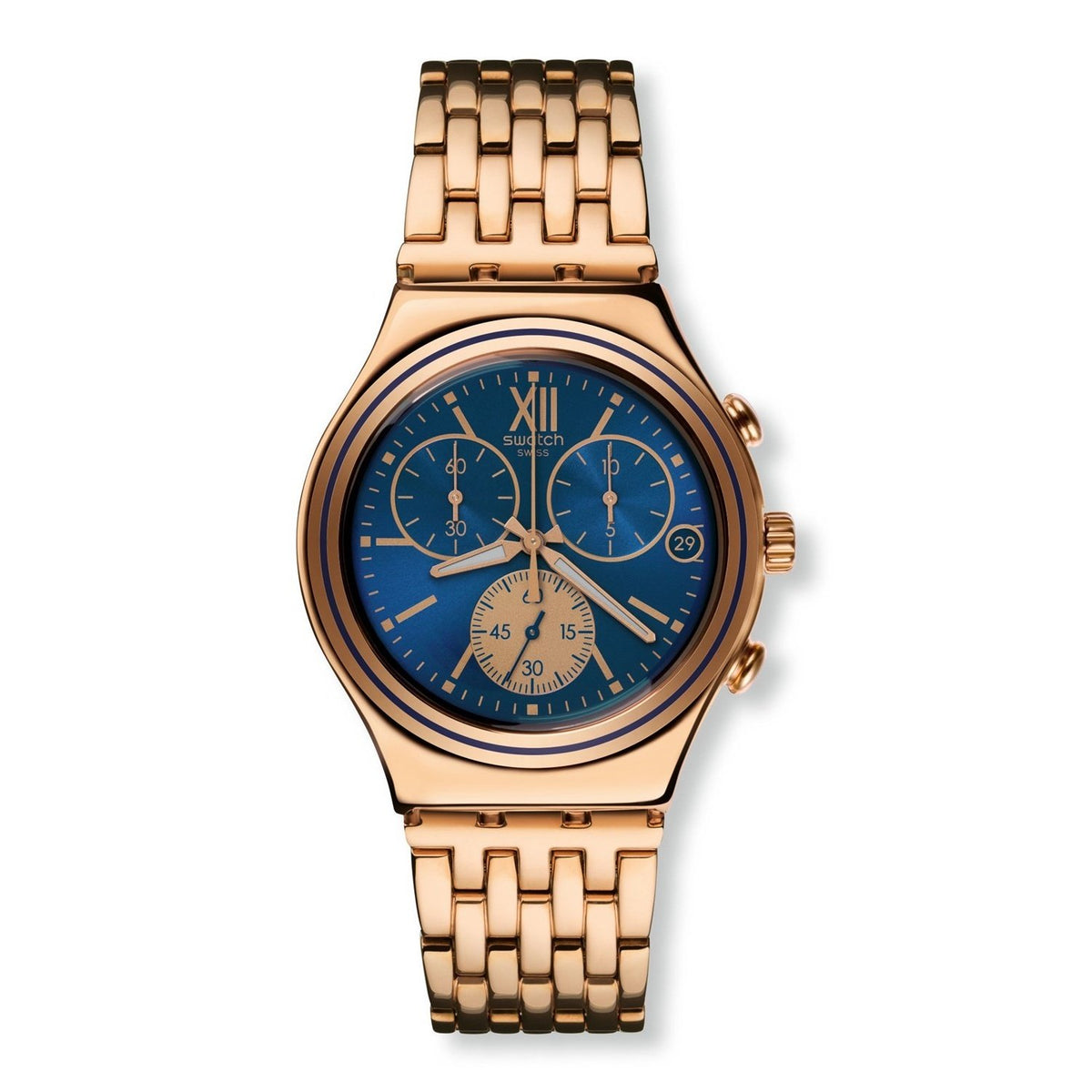 Swatch Unisex YCG409G Irony Blue Win Chronograph Rose-Tone Stainless Steel Watch