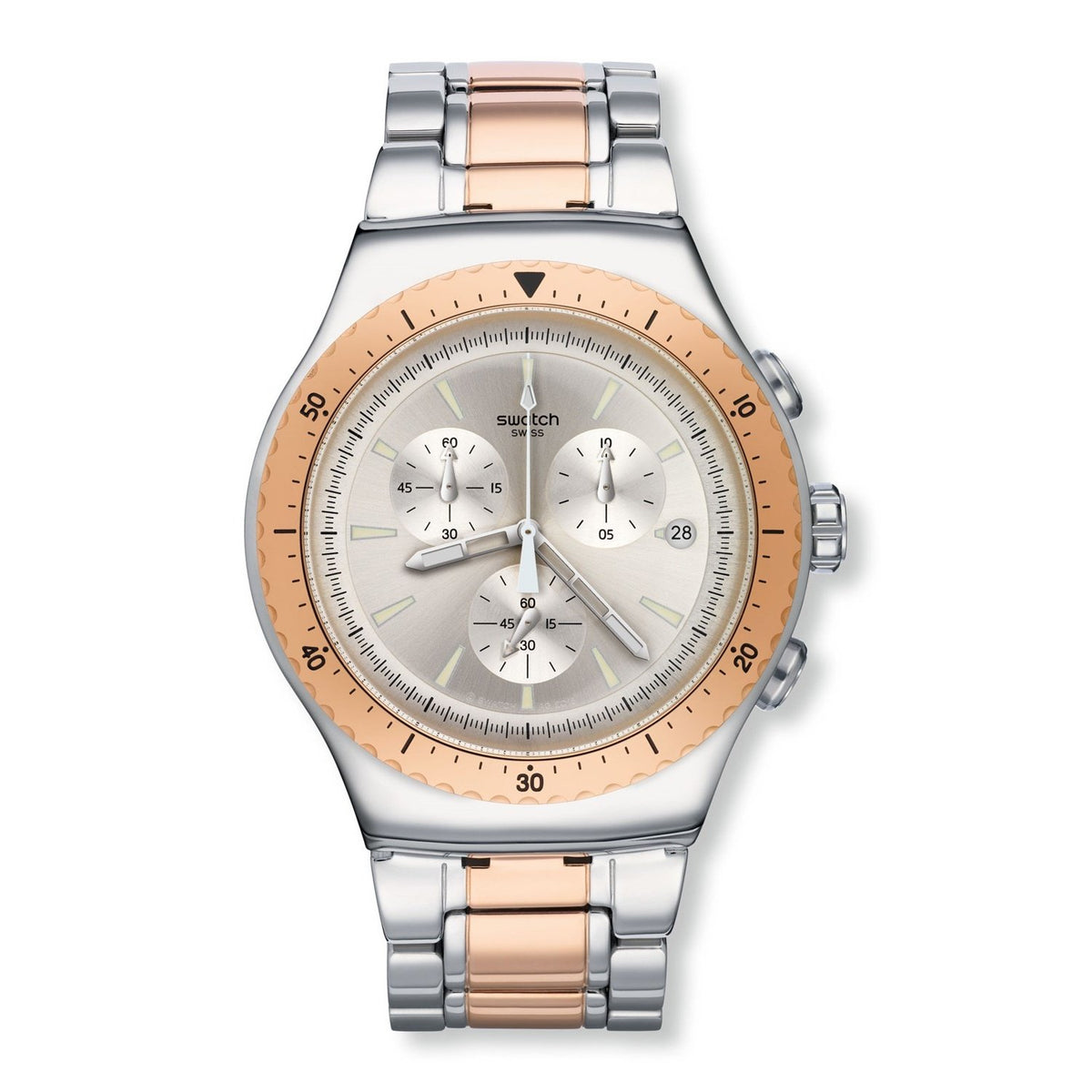 Swatch Men&#39;s YOS452G Chrono So Biggar Chronograph Two-Tone Stainless Steel Watch