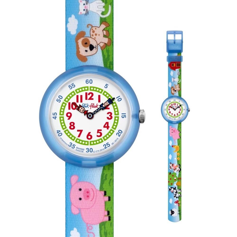 Swatch Kids ZFBNP043 Flik Flak Farmily Colorful Fabric Watch