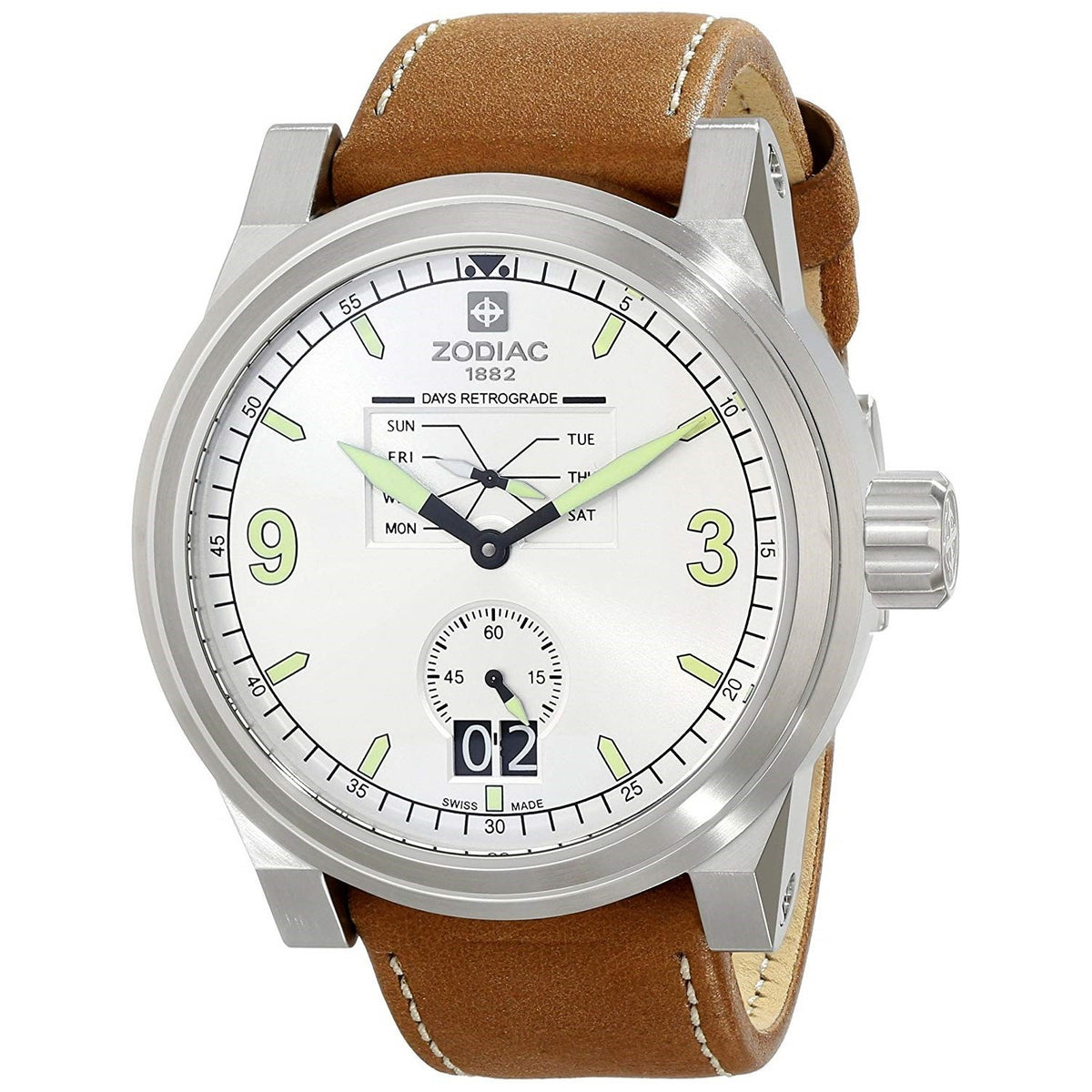 Zodiac Men&#39;s ZO8564 Aviator Brown Leather Watch